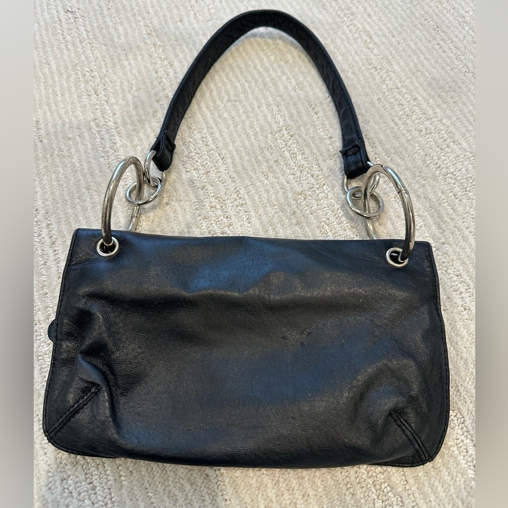 Wilson's Leather Foldover Black Purse Clutch Shoulder Bag - Picture 2 of 8
